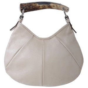 Authentic Vintage Yves Saint Laurent YSL Leather Mombasa Horn Bag in Cream